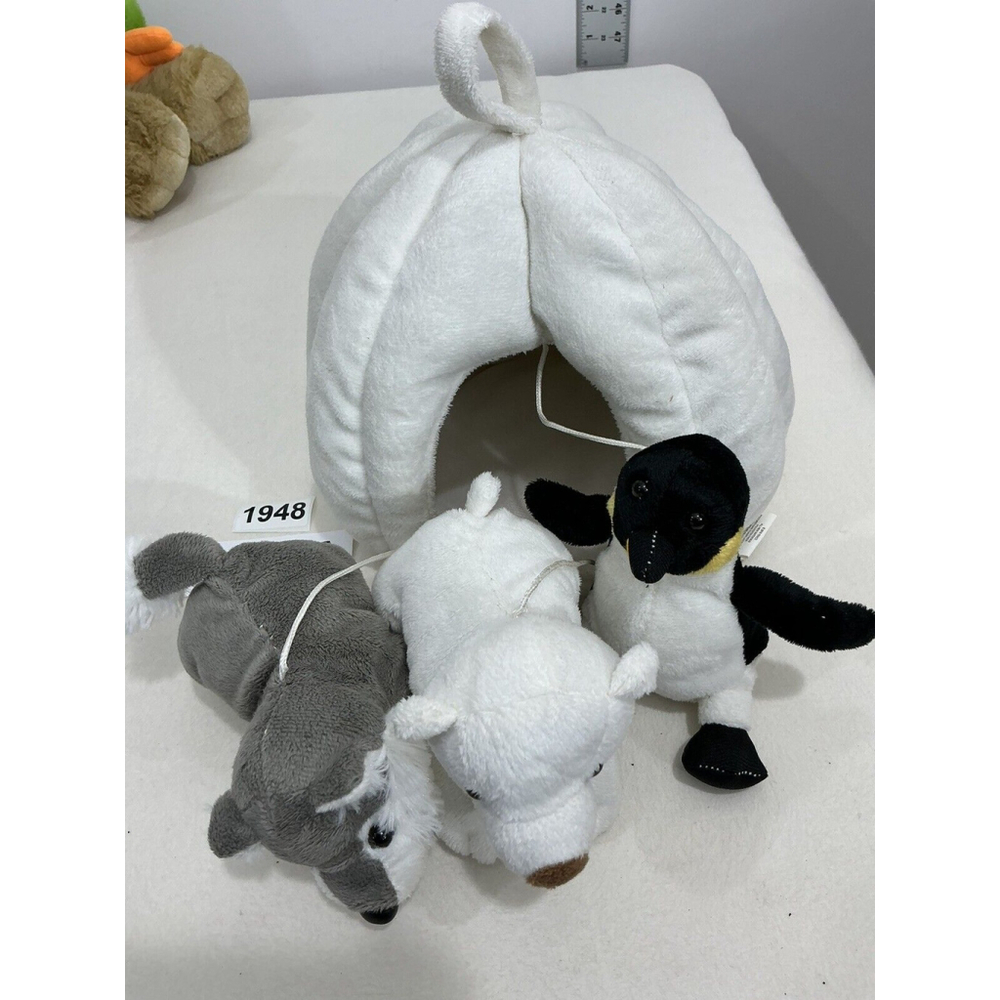 Unipak Plush 10 Inch Snow House White With 3 Stuffed Animals Inside